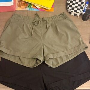 ZYIA Olive Drawstring Running Shorts